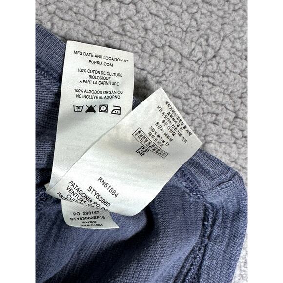 Patagonia Men's Organic Cotton Rugby Polo Shirt Blue Orange - Picture 4 of 6